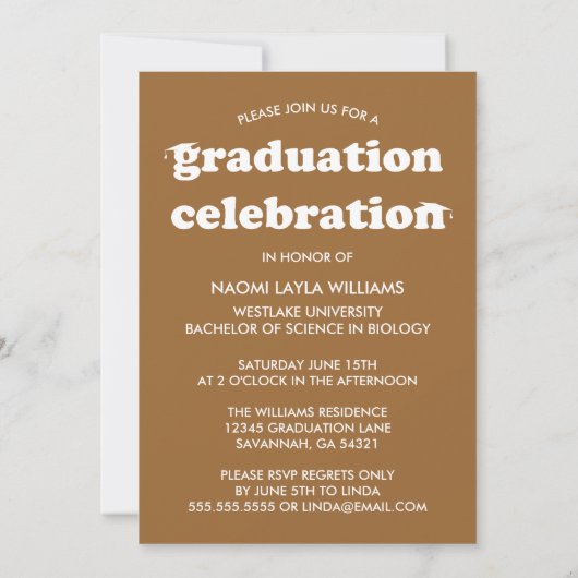 DIPLÔME RÉTRO MODERNE | INVITATION À LA DIPLÔME (Dos)