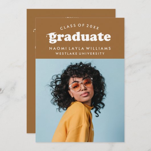 DIPLÔME RÉTRO MODERNE | INVITATION À LA DIPLÔME (Devant / Derrière)