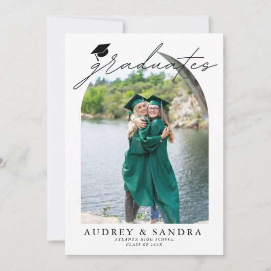 Diplômés modernes Faire-part de double diplôme (Devant)