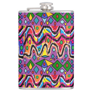 Dippy Hippy Retro schilderstijl Heupfles