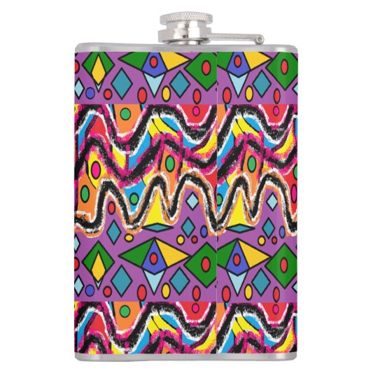 Dippy Hippy Retro schilderstijl Heupfles (Achterkant)