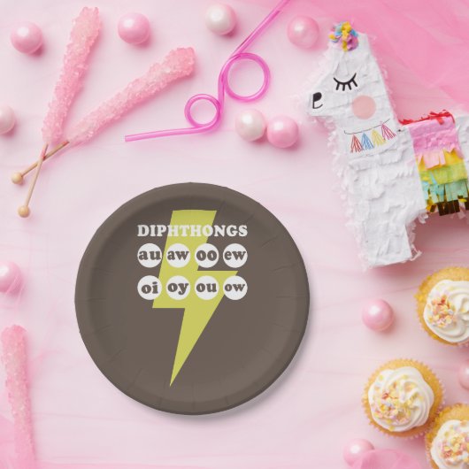 Dipthongs Engels leren met phonics Papieren Bordje (Feest)