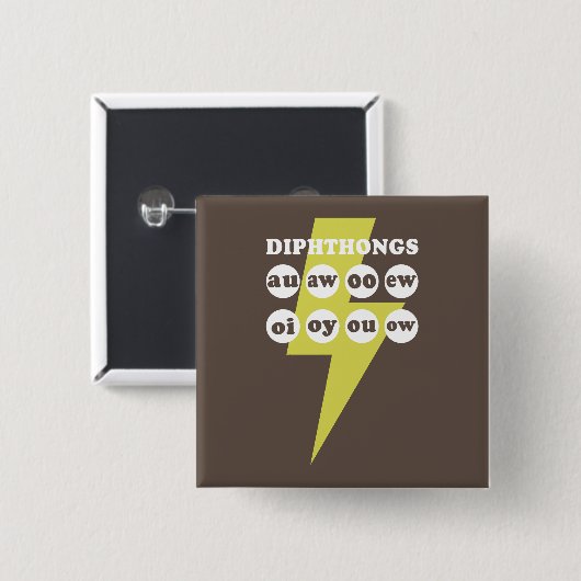 Dipthongs Engels leren met phonics Vierkante Button 5,1 Cm (Voorkant /achterkant)