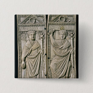 Diptych of Boethius Consul in 487 AD Vierkante Button 5,1 Cm