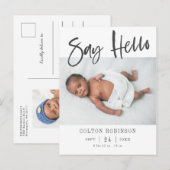 DIRE BONJOUR Faire-part de naissance photo moderne (Devant / Derrière)