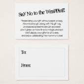 Dire non à l'emballage Baby shower carte cadeau (Devant & derrière)