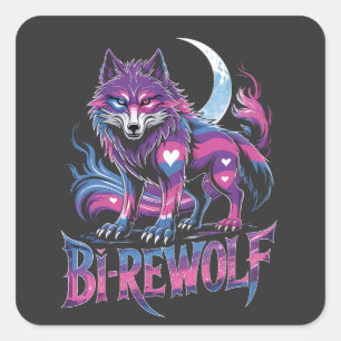 Dire Wolf Birewolf Biseksueel LGBT Vierkante Sticker