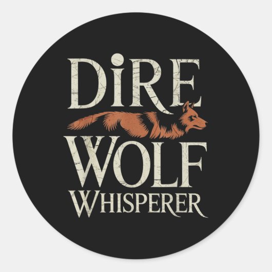 Dire Wolf Whisperer Grunge Ronde Sticker (Voorkant)
