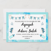 Direct bewerkbare Aqeeqah Boy Blue Invitation Kaar Kaart (Voorkant)