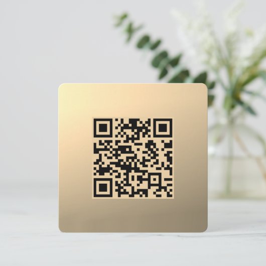 Direct bewerkbare QR-code Sjabloon | Faux Gold (Staand voorkant)
