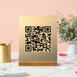 Direct bewerkbare QR-code Sjabloon   Faux Gold Acryl Bord