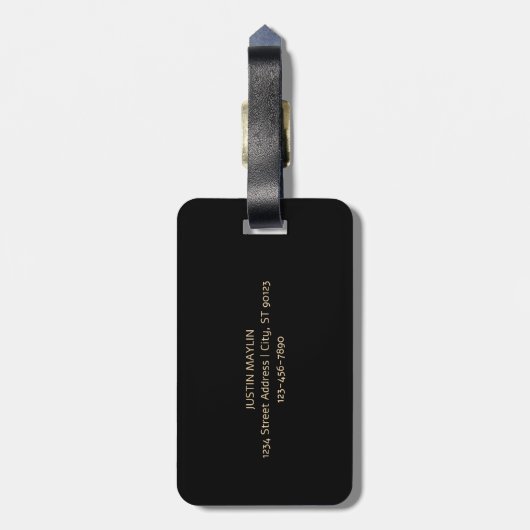 Direct bewerkbare QR-code Sjabloon | Faux Gold Bagagelabel (Achterkant verticaal)