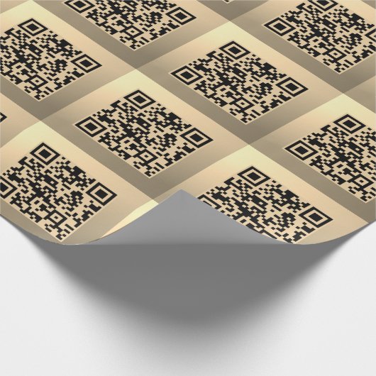 Direct bewerkbare QR-code Sjabloon | Faux Gold Cadeaupapier (Hoek)