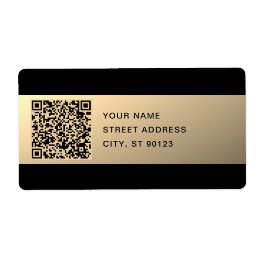 Direct bewerkbare QR-code Sjabloon | Faux Gold Etiket (Voorkant)