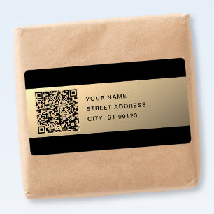 Direct bewerkbare QR-code Sjabloon Faux Gold Etiket