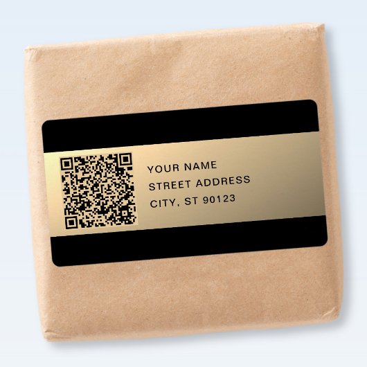Direct bewerkbare QR-code Sjabloon | Faux Gold Etiket