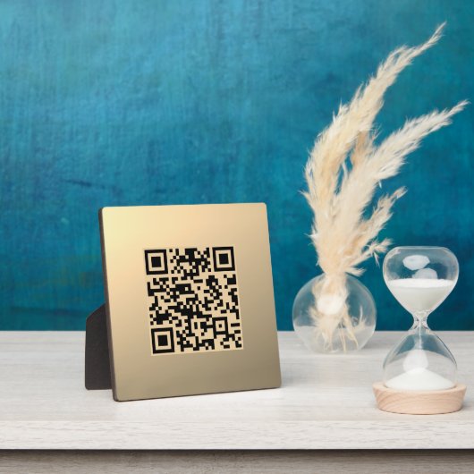 Direct bewerkbare QR-code Sjabloon | Faux Gold Fotoplaat (Insitu)