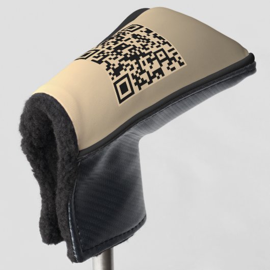 Direct bewerkbare QR-code Sjabloon | Faux Gold Golfheadcover (3/4 voorkant)