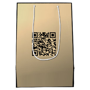 Direct bewerkbare QR-code Sjabloon Faux Gold Medium Cadeauzakje