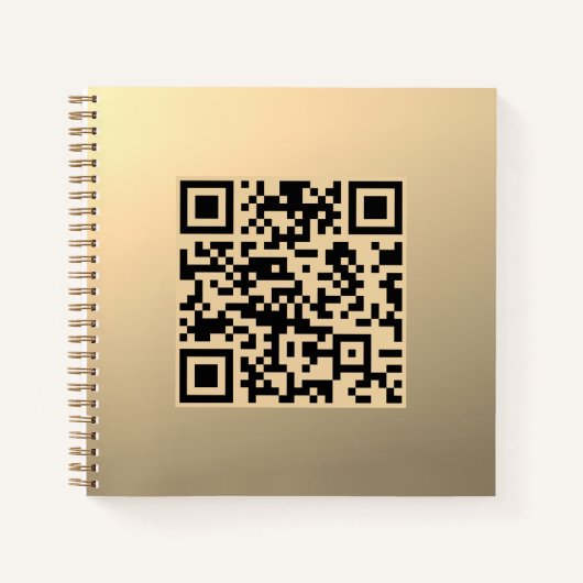 Direct bewerkbare QR-code Sjabloon | Faux Gold Notitieboek (Voorkant)