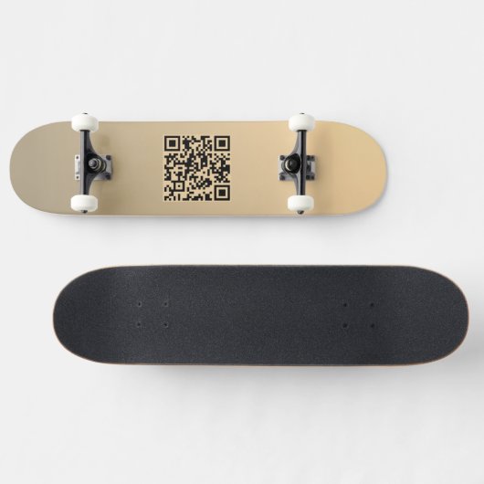 Direct bewerkbare QR-code Sjabloon | Faux Gold Skateboard (Horizontaal)