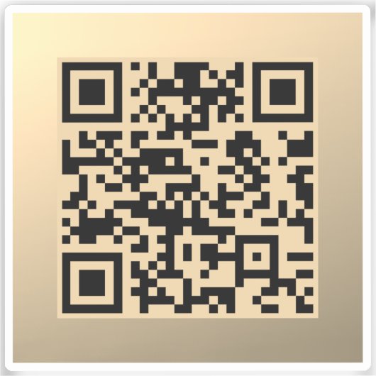 Direct bewerkbare QR-code Sjabloon | Faux Gold Sticker (Voorkant)