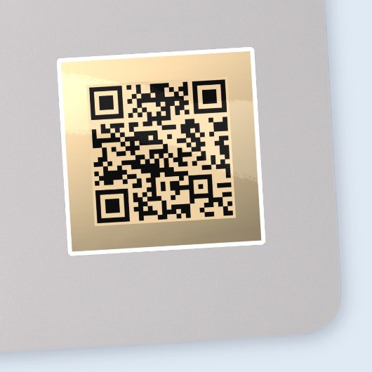 Direct bewerkbare QR-code Sjabloon | Faux Gold Sticker