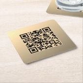 Direct bewerkbare QR-code Sjabloon | Faux Gold Vierkante Kartonnen Onderzetter (Schuin)