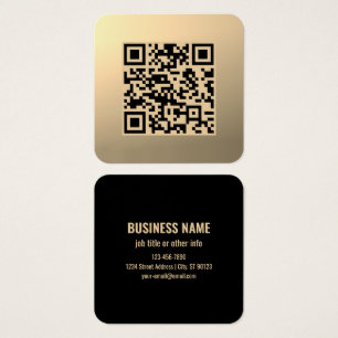 Direct bewerkbare QR-code Sjabloon   Faux Gold Vierkante Visitekaartjes