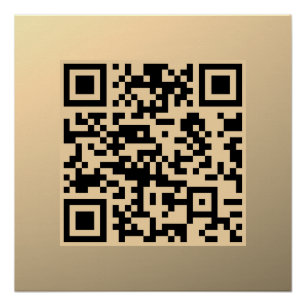 Direct bewerkbare QR-code sjabloon   Nep goud Perfect Poster