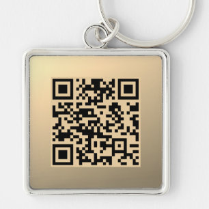 Direct bewerkbare QR-code sjabloon Nep goud Sleutelhanger