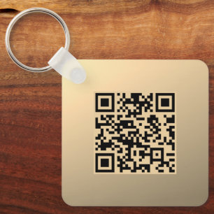 Direct bewerkbare QR-code sjabloon Nep goud Sleutelhanger