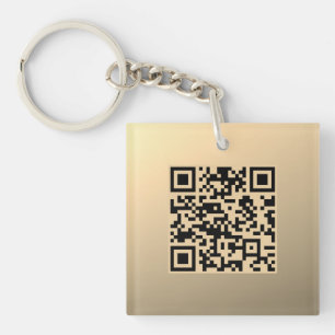 Direct bewerkbare QR-code sjabloon Nep goud Sleutelhanger