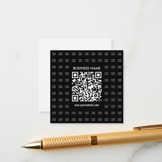Direct Creëer scanbare QR-code en Logo-patroon Informatiekaartje (Voorkant / Achterkant in situ)