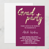 Direct Download Graduparty Afstudeerder Berry Gold Kaart (Voorkant / Achterkant)