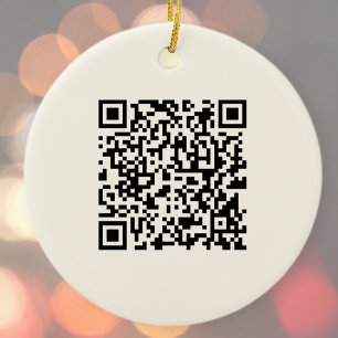 Direct een QR-code Creëer   Bewerkbaar op wit Keramisch Ornament