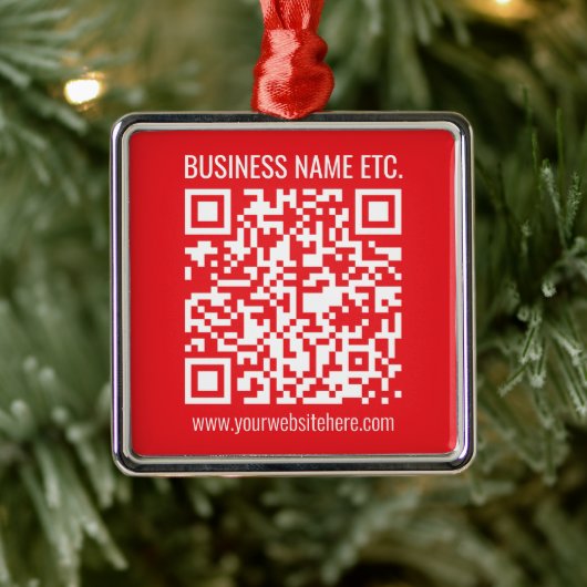 Direct je eigen QR-code Creëer | Bewerkbaar rood Metalen Ornament (Boom)