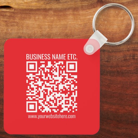 Direct je eigen QR-code Creëer | Bewerkbaar rood Sleutelhanger (Achterkant)