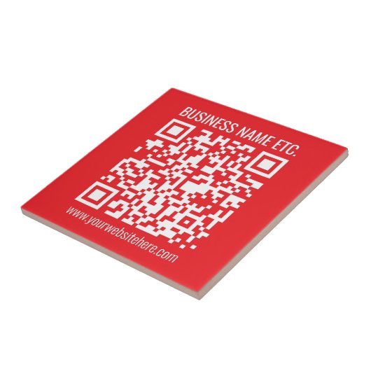 Direct je eigen QR-code Creëer | Bewerkbaar rood Tegeltje (Zijkant)