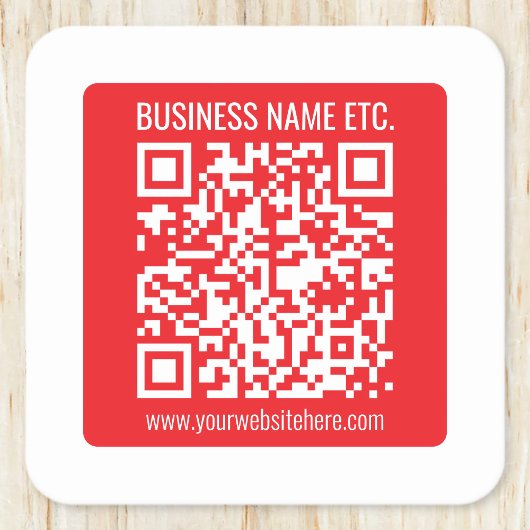 Direct je eigen QR-code Creëer | Bewerkbaar rood Vierkante Kartonnen Onderzetter