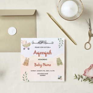 Direct moderne Boho Aqeeqah Aqiqah uitnodigingskaa Kaart