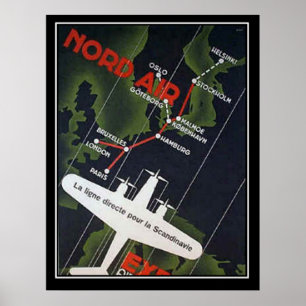Directe luchtvaartmaatschappij voor Scandinavië af Poster