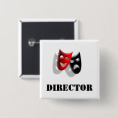 Directeur en maskers badge vierkante button 5,1 cm (Voorkant /achterkant)