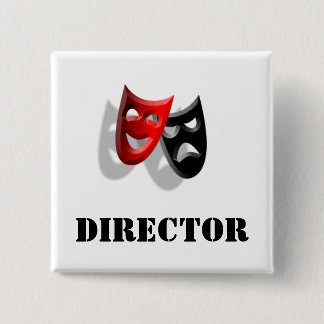 Directeur en maskers badge vierkante button 5,1 cm