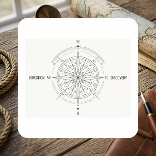 Direction Discovery Nautisch Kompasroos Vierkante Sticker