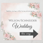 Directioneel Pijlbord Bloemige Strand Uitnodiging (Voorkant / Achterkant)