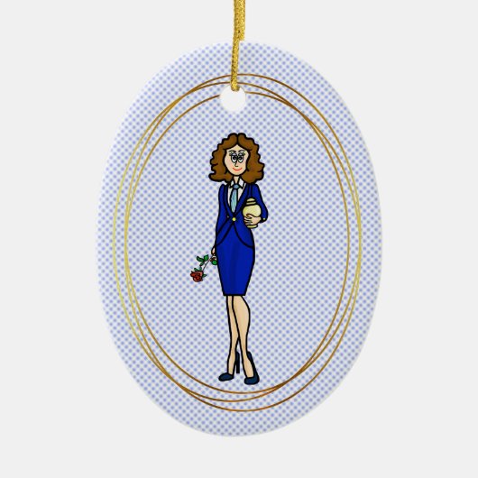 Directrice funéraire féminine tenant un ornement d (Devant)