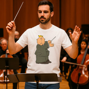 Dirigent van cartooneske muziek met dirigeerstok t-shirt