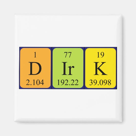 Dirk periodieke table name magnet magneet (Voorkant)