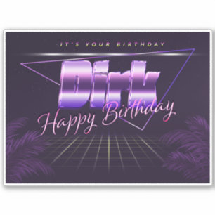 Dirk prénom sticker lila rétro anniversaire